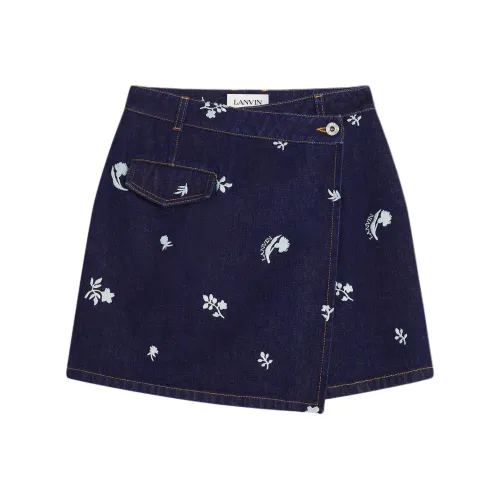 Lanvin SS24 Джинсовые короткие юбки Женские Морской синий