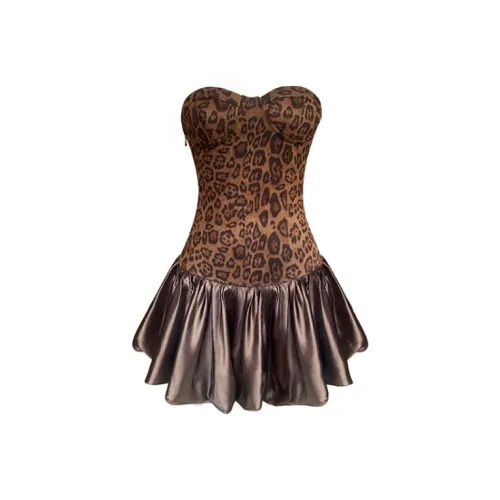 KYKW Без рукавов Платье Женское Коричневое