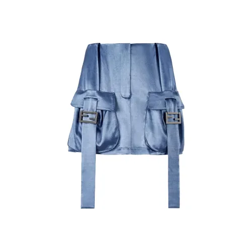 FENDI SS23 Карго Юбки Короткие Женские Синие