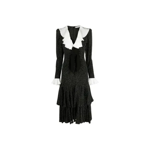 Alessandra Rich Длинное платье с длинными рукавами женское черное