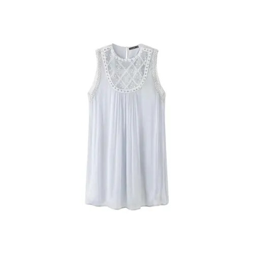 MO VOICE Без рукавов Платье Женское Светло-Синий