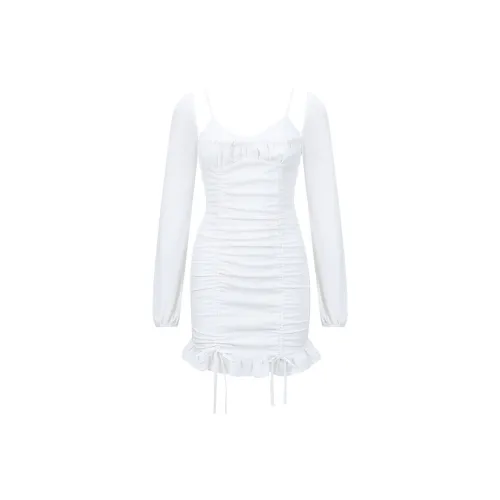 Girly Fancy Club Длинное платье с длинными рукавами цвет белый