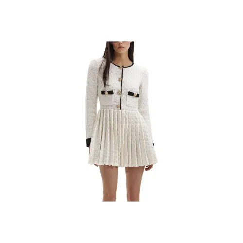 Self Портрет Длинное Платье с Длинными Рукавами Цвет Слоновая Кость Женское