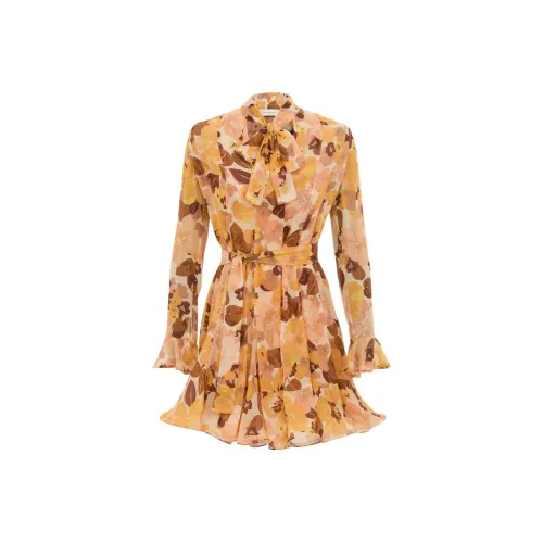 Zimmermann SS25 Длинное Платье с Длинными Рукавами Женское Коричневое