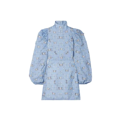 NILI LOTAN Длинное платье с длинными рукавами женское синее