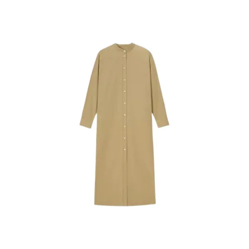 JIL SANDER Хаки Женские Длинные Платья с Рукавами