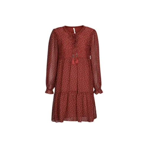 Pepe Jeans Red Женские Длинные Рукава Платья
