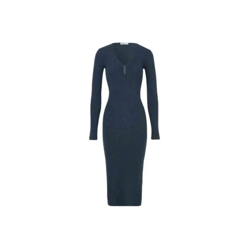 Brunello Cucinelli Blue Женские Длинные Платья с Рукавами