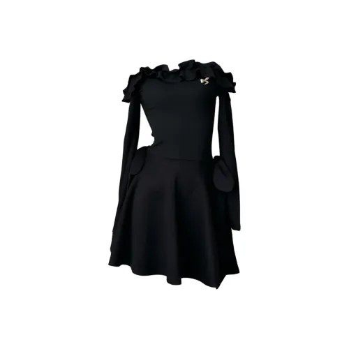 Nooidea Official Длинное платье с длинными рукавами женское черное