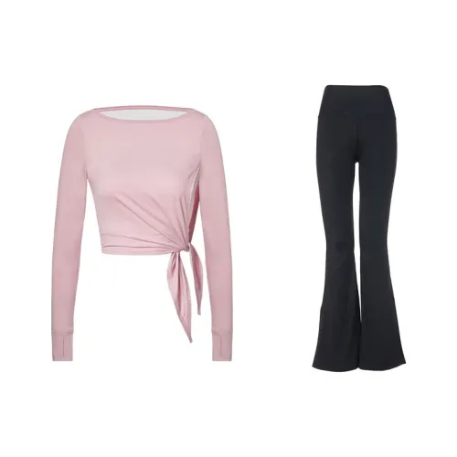 Sumday Athletics Розовый топ + Черные брюки Женские Повседневные костюмы