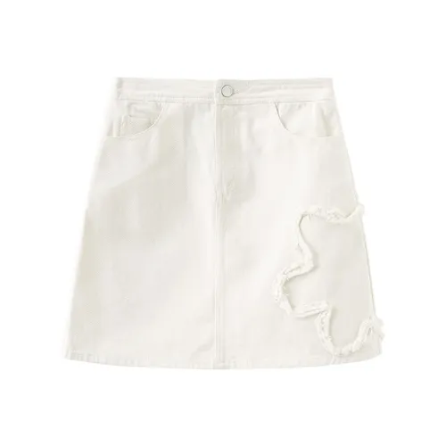 Cubic Экрю Женские Джинсовые Короткие Юбки