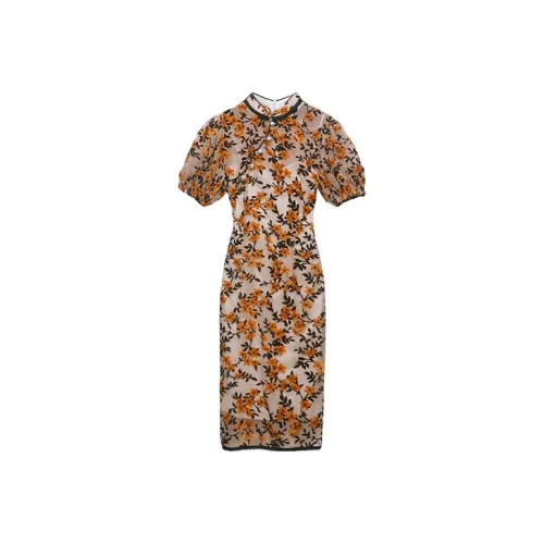 JINYE ORIENTAL Чхонсам Женский Имбирно-Желтый