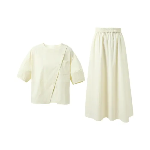 3COLOUR Комплект Женский Светло-Желтый Топ+Юбка