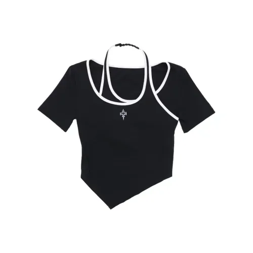 GIDI BOHO Короткий рукав BRA T[Звездный черный] Женская спортивная одежда