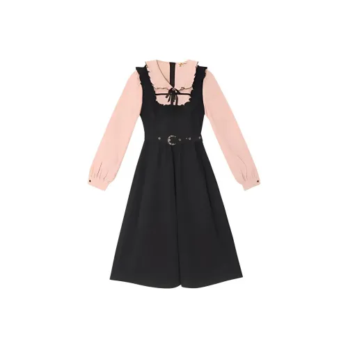 KEAB Длинное платье с длинными рукавами женское черное