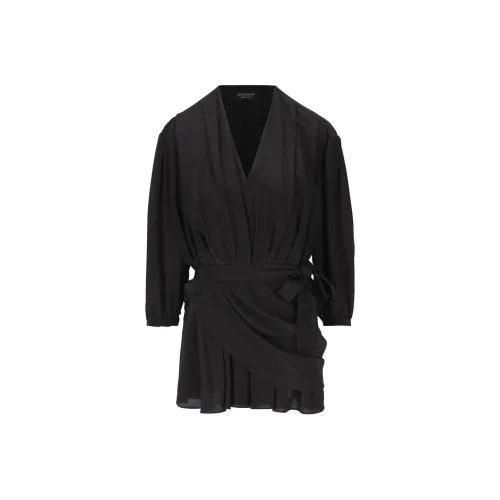 Balenciaga Длинное платье с длинными рукавами женское черное