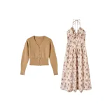 Топ верблюжьего цвета + цветочное платье