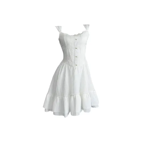 MO VOICE Slip Платье Женское Цветочная почка Белый