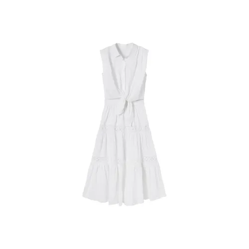 DIALOGUE Без рукавов Платье Женское Лунный Белый