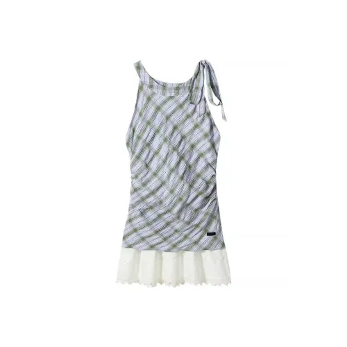 POPO.INFO Без рукавов Платье Женское Зеленое Фиолетовое