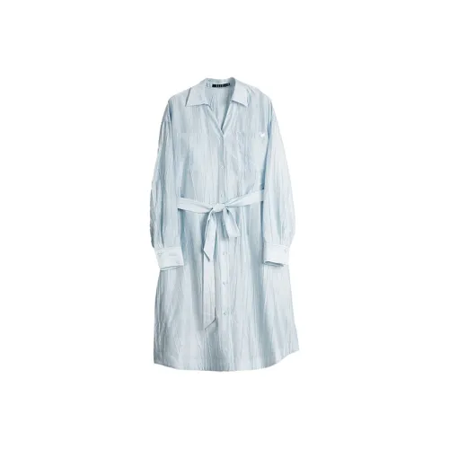 ELLE Длинное платье с длинными рукавами женское синее