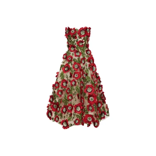 Oscar De La Renta SS24 Без рукавов Платье Женское Красное