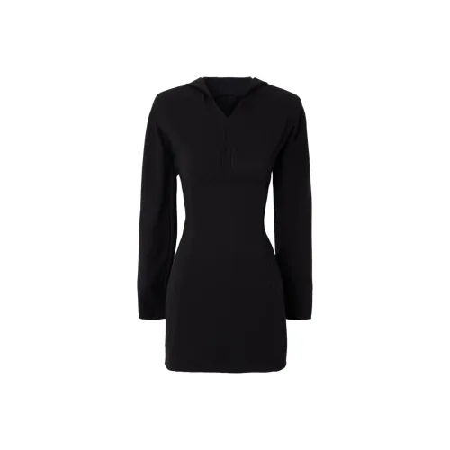 Jean Paul Gaultier Длинное платье с длинными рукавами женское черное