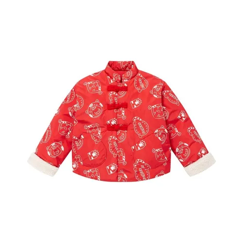 ALLO LUGH Год тигра Модный Воротник-стойка с пуговицей Loop Дизайн Красный Детский