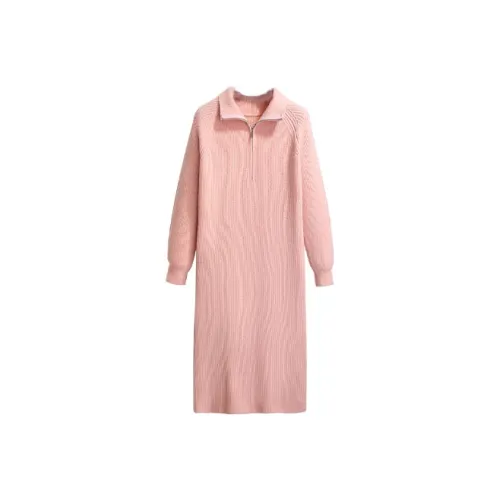 Silky Queen Длинное платье с длинными рукавами женское розовое