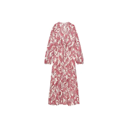 ZARA Многоцветные Женские Длинные Платья с Рукавами