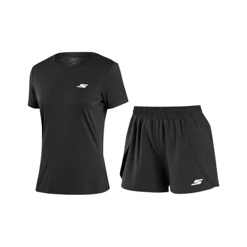 Skechers Basic Sports Series Одежда Наборы Угольный черный/0018 Женские Повседневные костюмы