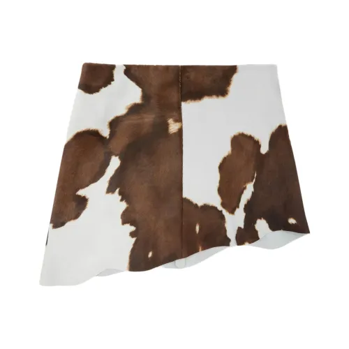 Helmut Lang Белый-коричневый Женские Кожаные Короткие Юбки