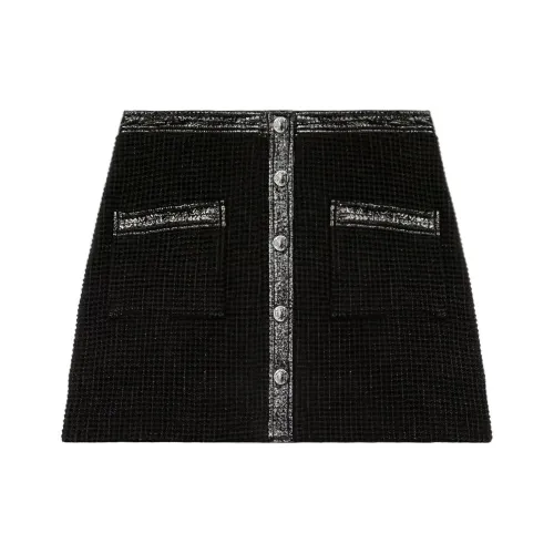 Maje Черные Женские Кожаные Короткие Юбки