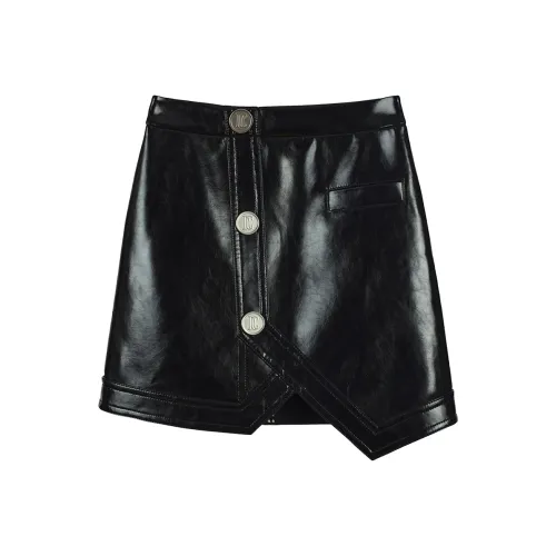 NancyCavally Кожаные короткие юбки Женские Черный