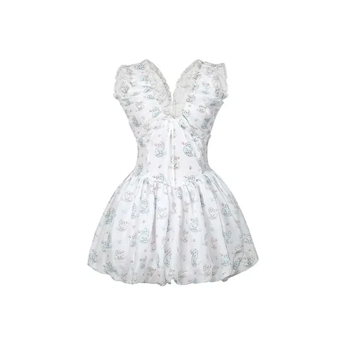 SECFLY OFFICIAL Без рукавов Платье Женские Кошка Цветочный