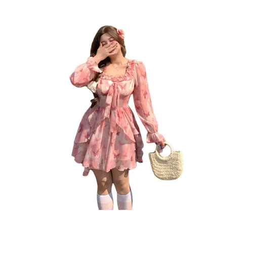 DATOUXIAYUBUCHOU Длинное платье с длинными рукавами женское