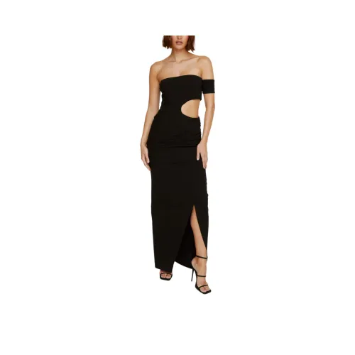 NASTY GAL Cut Out Bardot Maxi Dress Без рукавов Платье Женское Черное