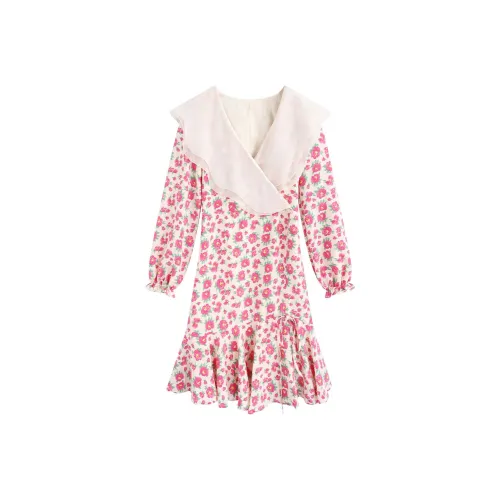 DGMZ Длинное платье с длинными рукавами женское розовое