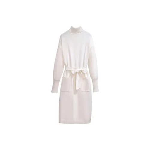 Silky Queen Длинное платье с длинными рукавами женское белое