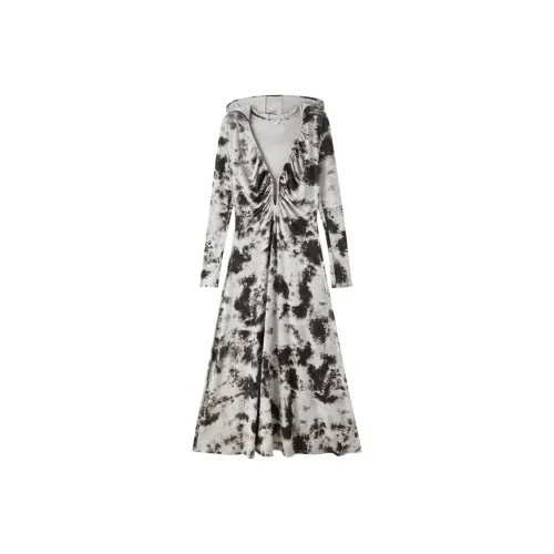 Lost In Echo Длинное платье с длинными рукавами женское спеклированный чернила темный цвет