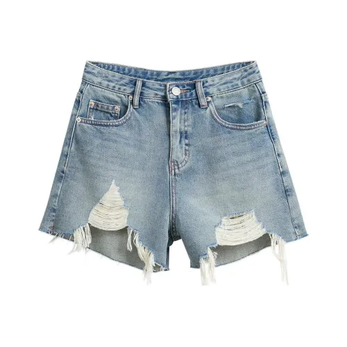 Ran and pure Светло-синие Женские джинсовые шорты
