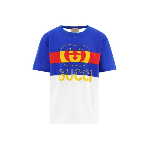 GUCCI Детская одежда SS23 T-рубашка Белый Синий Детский