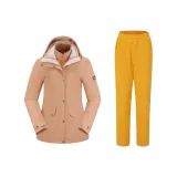 Комплект (Коралловый розовый топ + античное золото, длинные штаны)