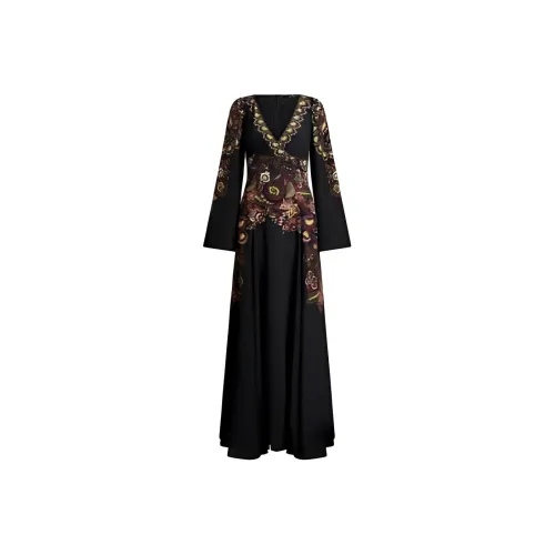 ETRO Черное Женское Длинное Платье с Рукавами