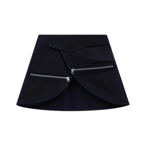 COURREGES SS24 MODULAR Хлопок Мини Юбка Повседневная Короткая Юбка Женская Черный Черный