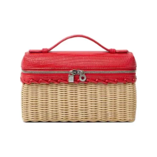 Loro Piana ExtraPocket Прутья ивы Через плечо Сумка Обычный Женские Солод Коралловый Lipstick Антично-серебристый