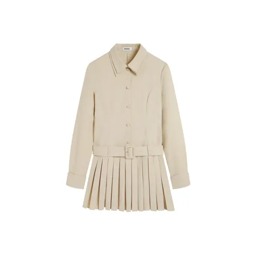 REDOLENCE Длинное платье с длинными рукавами женское бежевый абрикос