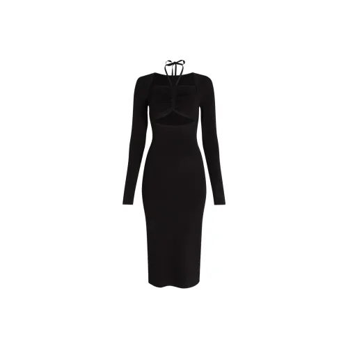 KARL LAGERFELD Длинное платье с длинными рукавами женское черное