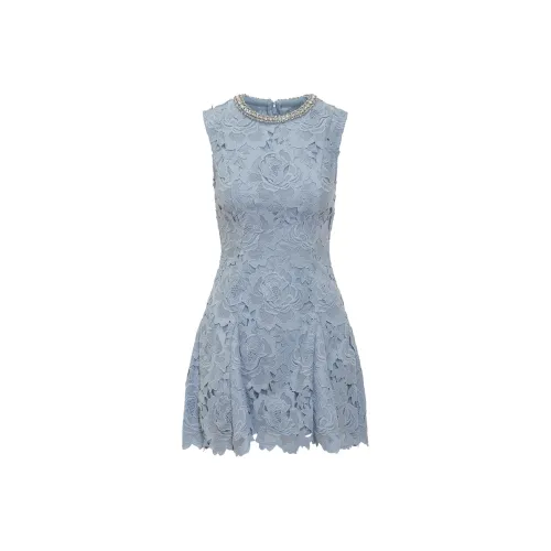 Self Portrait Без рукавов Платье Женское Синее