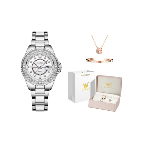 OLEVS Radiant Collection Кварцевый механизм ремешок из нержавеющей стали женские часы белый циферблат